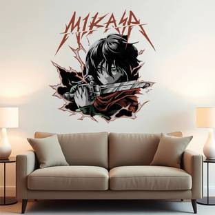 WallBiirds 60 cm Attack on Titan Mikasa anime wall sticker Self Adhesive Sticker