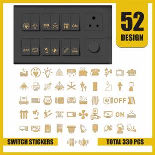 Raimo hub 1.5 cm Aesthetic Transparent Golden Design Switch Icon Sticker For Switch Board Sticker Self Adhesive Sticker