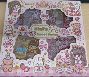 Kavid 15 cm Mimi's Sweet Party Sticker Pack-1 Adorable Design for Crafts & Planner 100 Sheet Self Adhesive Sticker