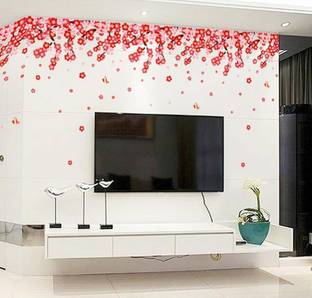 Flipkart SmartBuy 70 cm Red Flower Nature Wall Sticker (50 CM x 70 CM) Self Adhesive Sticker