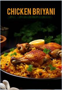 udhaya 50 cm Chicken Biryani Wall Sticker - Strong Adhesive Sticker Poster Self Adhesive Sticker