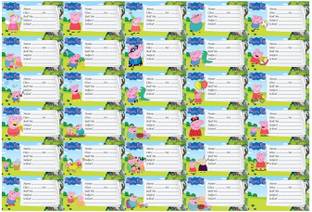 ModernDecor 3.5 inch Peppa Pig Cartoon Name Slip Stickers Tag for Notebook Diary Label (Size3.5x2 In) Self Adhesive Sticker