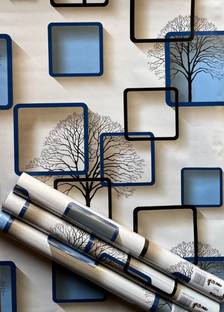 Bhattenterprise 500 cm 3D Squares Self Adhesive Wallpaper Self-Adhesive Wallpaper PVC Self Adhesive Self Adhesive Sticker