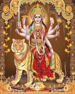 RKDECOR 36 inch Maa Durga Religious Sticker Poster for Home & Office, 24x36 In Self Adhesive Sticker