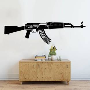 SnappyVinyl 56 cm AK47 Gun Army Solider Self Adhesive Sticker