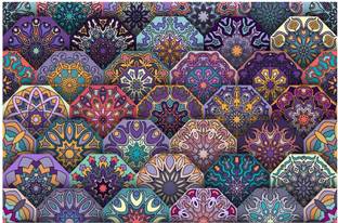 WallHunt 68 cm Mandala Kitchen Tiles Stickers Wall Oil Proof & Waterproof Self Adhesive Sticker