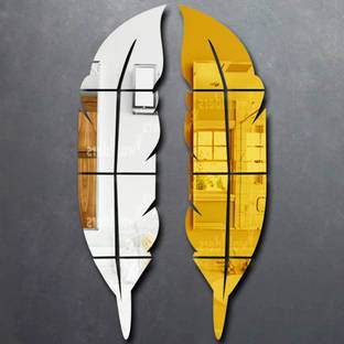 wall1ders 76 cm Opposite Plume Feather Golden Right Silver Left Self Adhesive Sticker