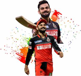 sr enterprises 58 cm Virat kohli RCB wall sticker(64x58) Self Adhesive Sticker