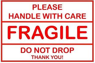 BlackDreams 10 cm Fragile Please Handle with Care & do not Drop Labels (4x2.5 inch (200 Stickers) Self Adhesive Sticker