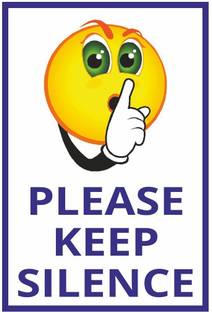 Guru Production 20.32 cm Decor Please Keep Silence A4 Size Sticker Pack of 4 Pcs Self Adhesive Sticker