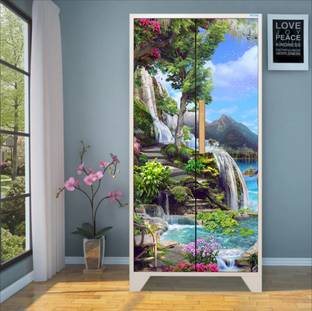 We Kreate 213 cm 3d embossed decorative almirah wallaper Self Adhesive Sticker