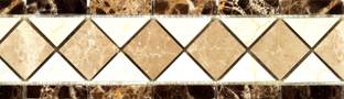 WALLDESIGN 914.4 cm Tile Art Marble Stone Diamond Pattern Classy Wall Border - 3 inch width by 30 ft length - Extra Large Self Adhesive Sticker
