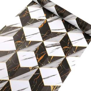 Flipkart SmartBuy 200 cm Black and White Marble Tiles Wallpaper (200CM X45CM) Self Adhesive Sticker