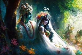 ShubhFly 48 cm Lord Radha Krishna Wall Photo Poster for Room Decor Laminated Self Adhesive Sticker