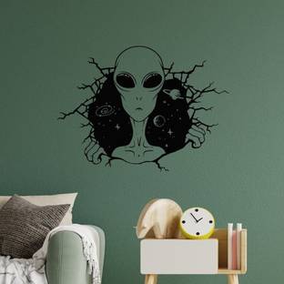 SnappyVinyl 27 cm Humanoid Alien Earth UFO Teen Wall Sticker PVC Vinyl Self Adhesive Sticker