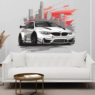 WallBiirds 60 cm Adorable BMW Car Wall Sticker Home Decoration Self Adhesive Sticker