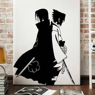 WallWonders 60 cm " Sasuke Uchiha & Itachi Uchiha " Black color Vinyl Wall Stickers Size 60X49cm Self Adhesive Sticker