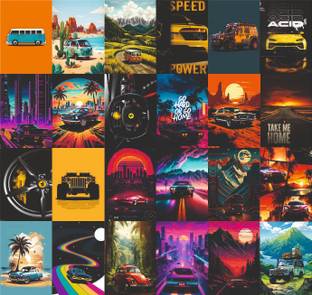 SKINFACTORY 8 inch Car Wall Stickers Set of 25 A4 Size Wall Posters (8x11 inch) Removable Sticker