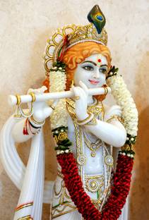 ShubhFly 47 cm Krishna Sticker Lord Krishna Wall Poster for Mandir and Home Decor Self Adhesive Sticker
