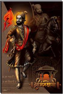 saf 45 cm Chhatrpati shivaji religious UV textured self adeshive MDF painting sticker Self Adhesive Sticker