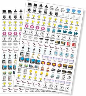 RAIMO 1.5 cm Switch Sticker For Electric Board Appliances Including 35 Designs Self Adhesive Sticker