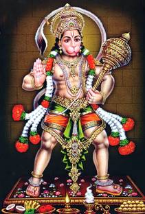ShubhFly 47 cm Lord Hanuman Wall Sticker Poster Hindu Religious Jai Hanuman Bajrangbali Photo Self Adhesive Sticker
