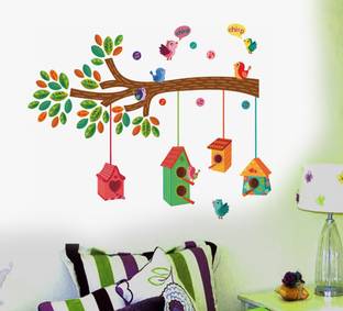 Happy Walls 10 Sweet Homes with happy Birds Self Adhesive Sticker