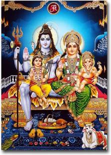 KCG 29 cm Shiv Parvati Wall Sticker Self Adhesive Sticker