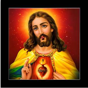 Ordershock 8 inch Lord Jesus Christ Frame Home Décor Wall Art Room Puja Room 8x8 Inch Self Adhesive Sticker