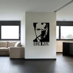 WallWonders 39 cm Attractive Tony Stark " IRON MAN " Black color Vinly Wall Stickers Self Adhesive Sticker