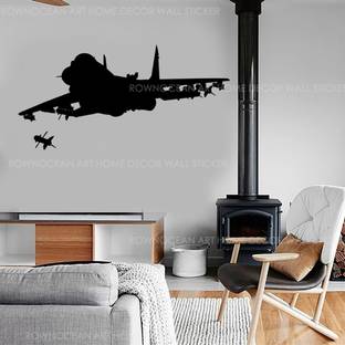 Xskin 115 cm Jet Fighter Firing Missile Military, Decorative Wall Sticker Wall Decoration Self Adhesive Sticker