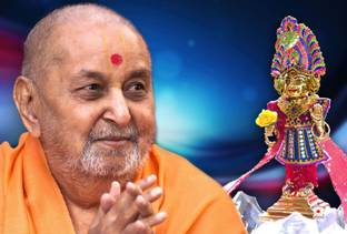 ShubhFly 47 cm Swami Purnanandaji Maharaj Lord Swaminarayan Sticker Wall Poster for Home Decor Self Adhesive Sticker