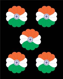 THE ICANS 4.5 inch INDEPENDENCE DAY/REPUBLIC DAY DECOR FLOWER _ 10 PCS Self Adhesive Sticker