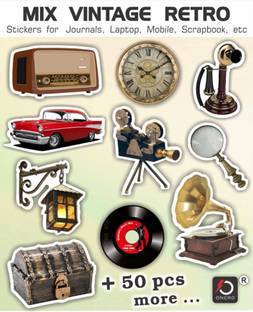 ONCRO 20 cm Vintage stickers for journal aesthetic Retro Old Age decorative Stuff Antique Self Adhesive Sticker