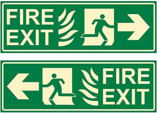 AKMDesignHouse 30 cm Fire Exit combo right arrow,left arrow Self Adhesive Sticker