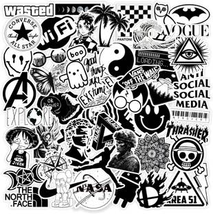 CodersParadise 5.5 cm Black & White Aesthetic Stickers for Laptop, Diary, Guitar -Waterproof(Vinyl) Self Adhesive Sticker