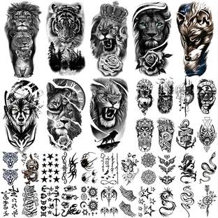 PALAY 21 cm 38 Sheets Temporary Tattoo Sticker For Men Black Tatto Sticker Beast Self Adhesive Sticker