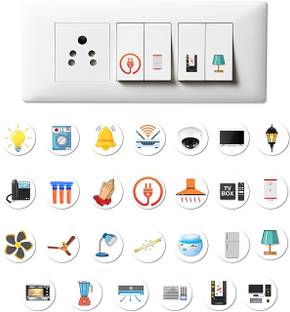 RSB HUB 1.5 cm Switch Sticker For Electric Board Appliances Including 27 Designs Self Adhesive Sticker