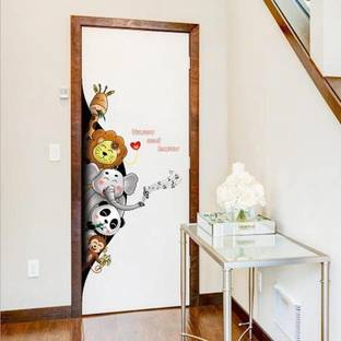 JAAMSO ROYALS 90 cm Animal Black Hole 3D Door Stickers Aisle Porch Removable Kids Room Decoration Background Wall Sticker ( 60 CM X 90 CM ) Self Adhesive Sticker