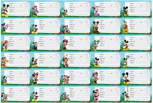 PRINTHUBS 3.5 inch mickey mouse Cartoon Name Slip Stickers Tag for Notebook Label (Size 3.5x2 Inch) Self Adhesive Sticker