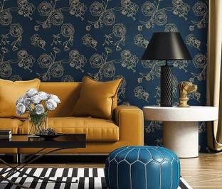 FOKRIM 300 cm Blue Gold Rose wallpaper 45x300cm Self Adhesive Sticker