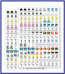 Stikor 1.5 cm SWITCH STICKER CLEAR A5 FOR ELECTRIC BOARD INCLUDING 35 DESIGN TOTAL 300 STICKER Self Adhesive Sticker