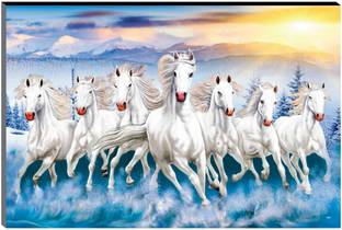 saf 45.72 cm 7 Running horses Vastu UV textured self adeshive modern art MDF painting sticker Self Adhesive Sticker