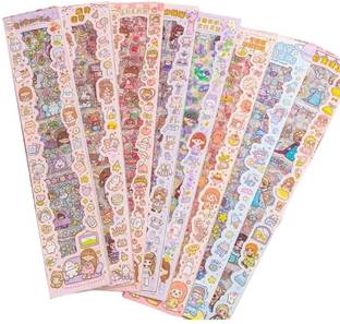 TREXEE 15.7 inch Cartoon Theme Kawaii Stickersfor Project, Japanese Style Each Sheet - 40 X 8 CM Removable Sticker