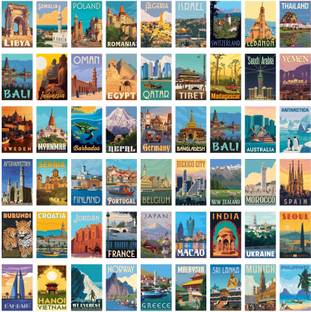 PRINTHUA 6 inch Travel World Wall Collage Posters for Bedroom, Living Room, Office, Dorm Room Self Adhesive Sticker