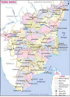Dumdic 30 cm Tamilnadu Map A4 Strong Self Adhesive Sticker