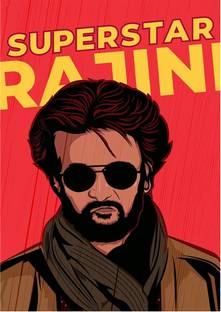 Eltass 30 cm Rajini wall sticker - Superstar rajini wall sticker - Rajinikath Self Adhesive Sticker