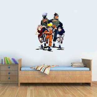 WallWonders 40 cm " Naruto Uzumaki Team " Multi color Vinyl Wall Stickers Size 40X50cm Self Adhesive Sticker