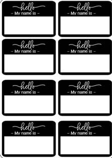 Thestickermom 3 inch Simple Name Tag Stickers – “Hello My Name Is” (Black & White, Set of 30) Self Adhesive Sticker