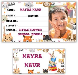 AanyaCentric 10 cm Notebook Name Slip(9.7cm x 5.2cm) and Name Tags(7cm x 3.3cm) Self Adhesive Sticker